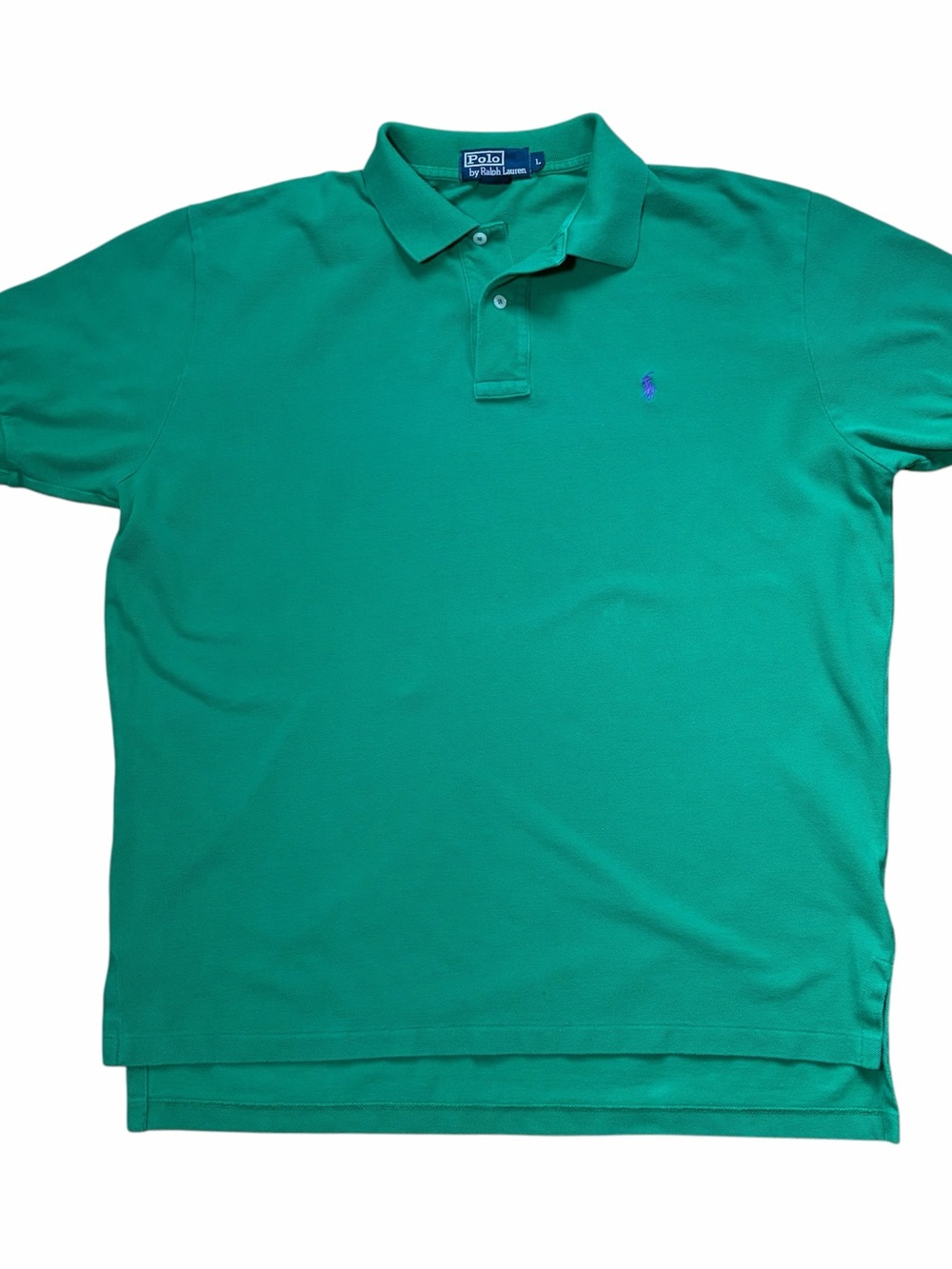 Vintage Polo Ralph Lauren Mens LARGE Green SS Pique Polo USA